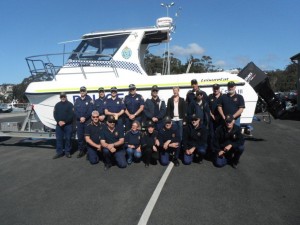 Blessing of the Fleet L-R: Tasmania Police Northern Division Marine Services, Bec White MHA , St Helens Marine rescue crew